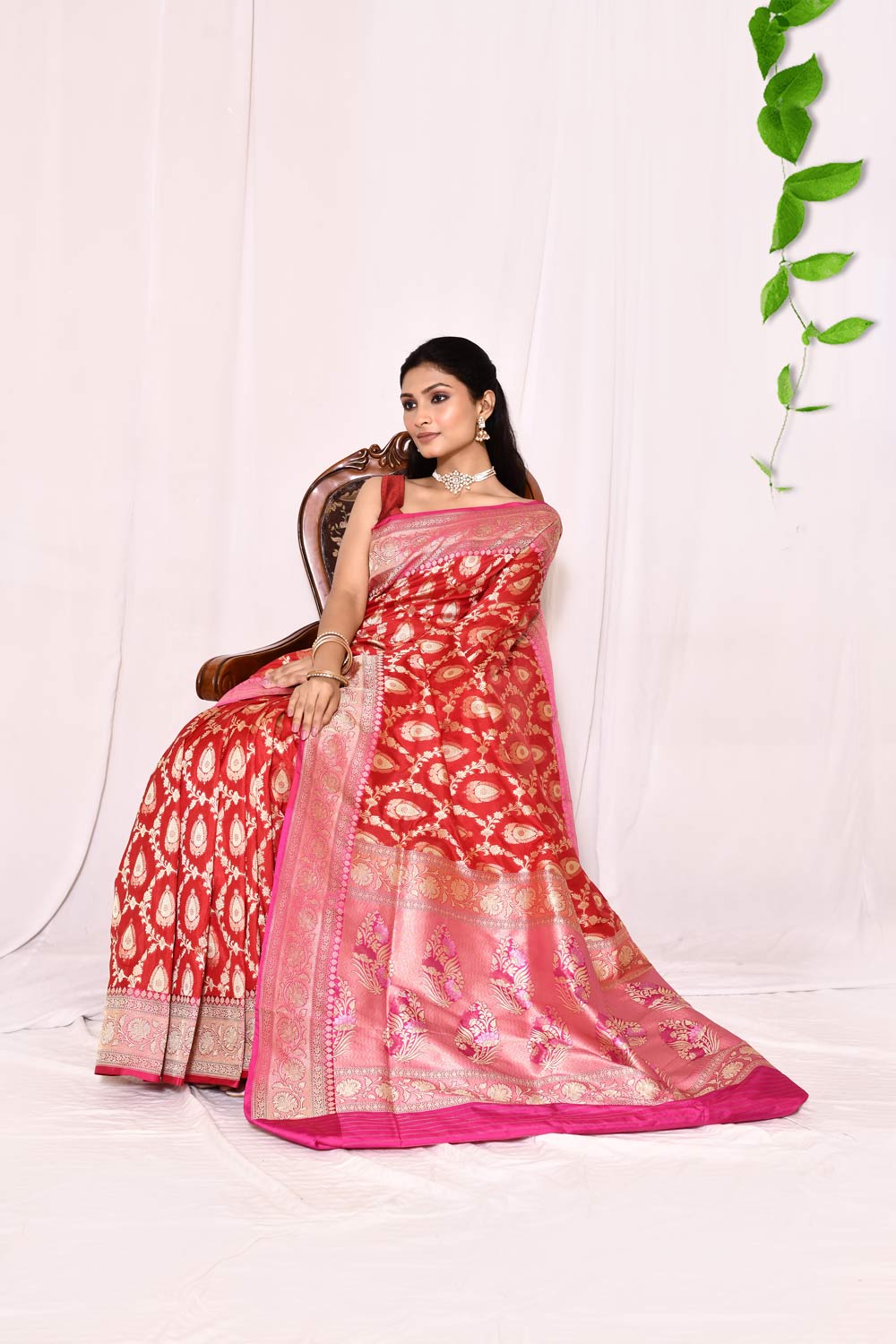 Red Pure Katan Silk Banarasi Handloom Silk Saree