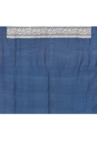 Classic Blue Pure Tussar Georgette Silk Banarasi Handloom Silk Saree