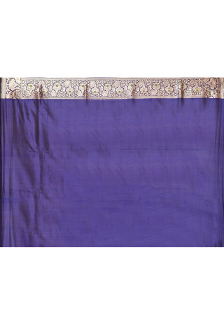 Navy Blue Pure Katan Banarasi Handloom Silk Saree