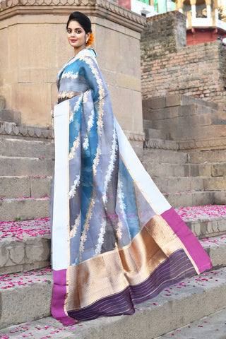 Rangakt Pure Kora Organza Banarasi Handloom Silk Saree