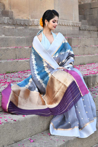 Rangakt Pure Kora Organza Banarasi Handloom Silk Saree