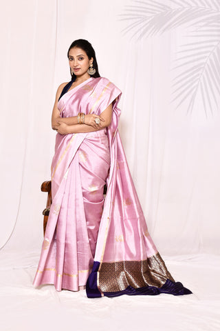 Lilac Pure Katan Silk Banarasi Handloom Silk Saree