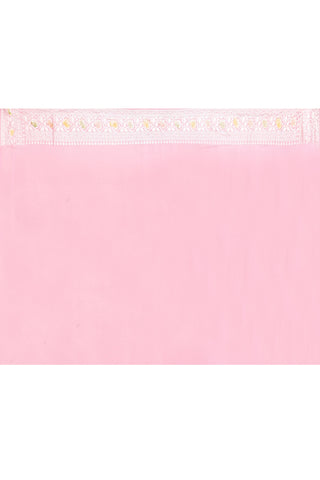 Baby Pink Pure Khaddi Georgette Banarasi Handloom Silk Saree