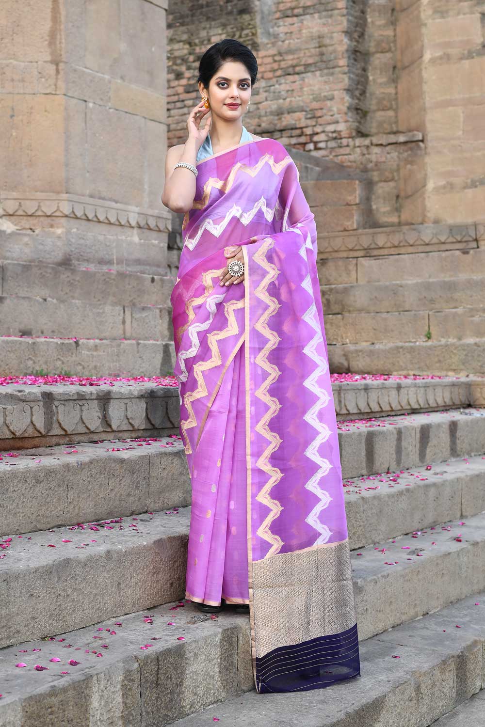 Rangakt Pure Kora Organza Banarasi handloom Silk Saree