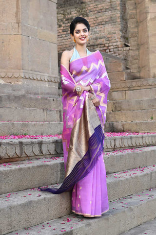 Rangakt Pure Kora Organza Banarasi handloom Silk Saree