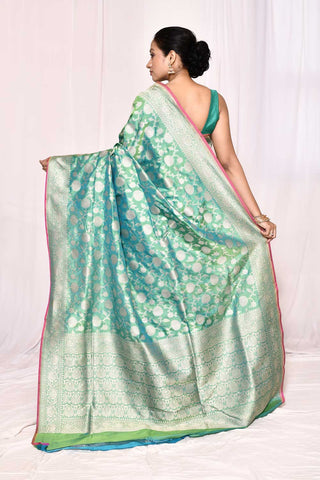 Mint Green Pure Katan Silk Banarasi Handloom Silk Saree