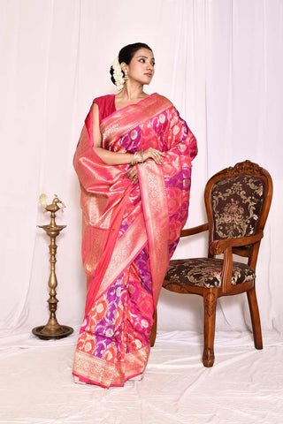 Pink-Purple Pure Katan Silk Banarasi Handloom Silk Saree