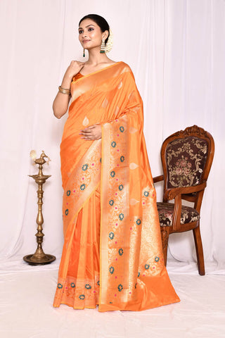 OrangePure Katan Silk Banarasi Handloom Silk Saree