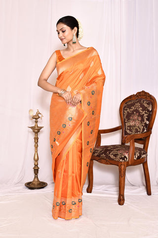 OrangePure Katan Silk Banarasi Handloom Silk Saree