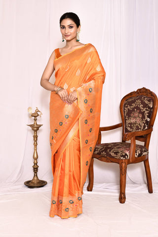 OrangePure Katan Silk Banarasi Handloom Silk Saree