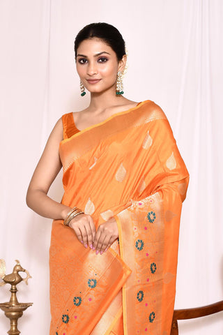 OrangePure Katan Silk Banarasi Handloom Silk Saree