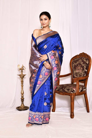 Royal Blue  Pure Katan Silk Banarasi Handloom Silk Saree