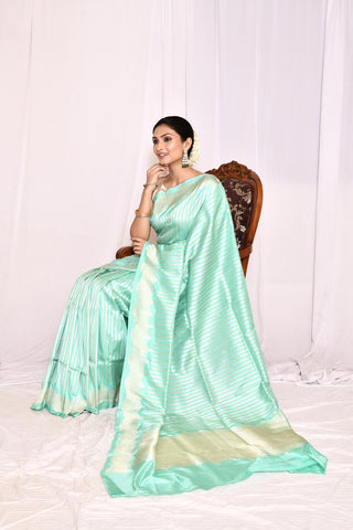 Tourquoise-Pure Katan Silk Banarasi Handloom Silk Saree