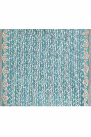 Blue Pure Crepe Georgette Banarasi Handloom Silk Saree