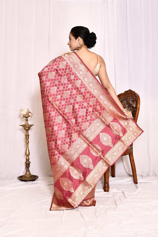 Brick Pure Katan Silk Banarasi Handloom Silk Saree