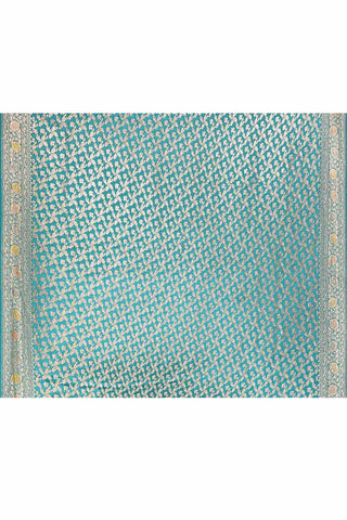 Teal Blue Pure Crepe Georgette Banarasi Handloom Silk Saree