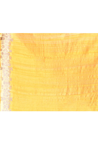 Yellow Pure Tussar Silk Banarasi Handloom Silk Saree