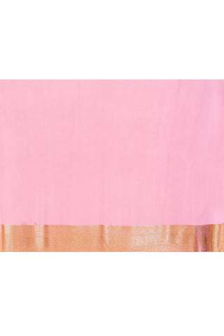 Lilac Pure Crepe Georgette Banarasi Handloom Silk Saree