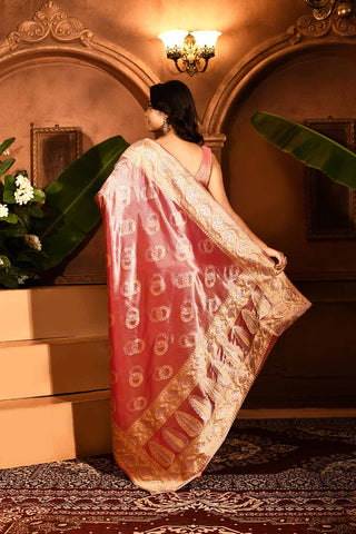 Pink Shade Banarasi Tissue Handloom Saree
