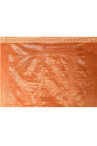 Coral Peach Banarasi Tissue Handloom Sarees