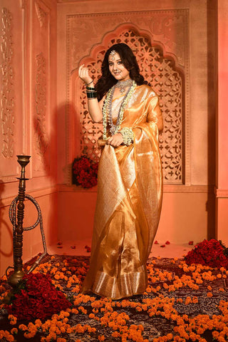 Pure Kora Silk Tissue Banarasi Handloom Saree