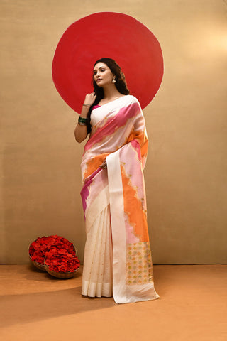 'Chandrika' Rangkat Pure Katan Silk Kadhua Banarasi Handloom Saree