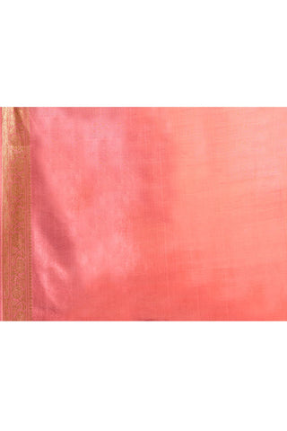 'Meera' Rose Gold Pink Pure Katan Silk kadhua Banarasi Handloom Saree