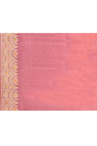 'Katha' Dusty Mauvish Pink Pure Katan Silk Kadhua Meenakari Banarasi Handloom Saree