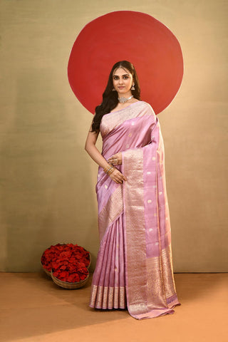 'Roop' Lilac Pure Katan Banarasi Handloom Saree