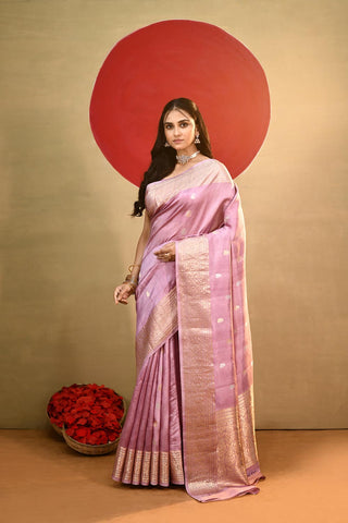 'Roop' Lilac Pure Katan Banarasi Handloom Saree