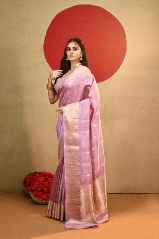 'Roop' Lilac Pure Katan Banarasi Handloom Saree