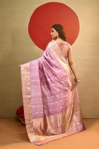 'Roop' Lilac Pure Katan Banarasi Handloom Saree