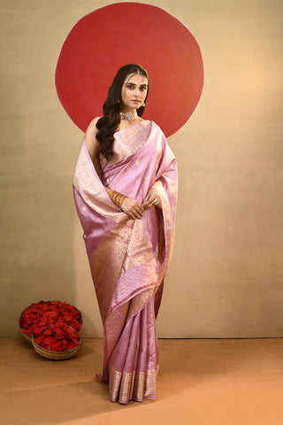 'Roop' Lilac Pure Katan Banarasi Handloom Saree