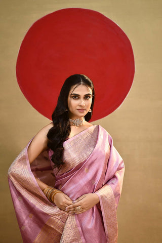 'Roop' Lilac Pure Katan Banarasi Handloom Saree