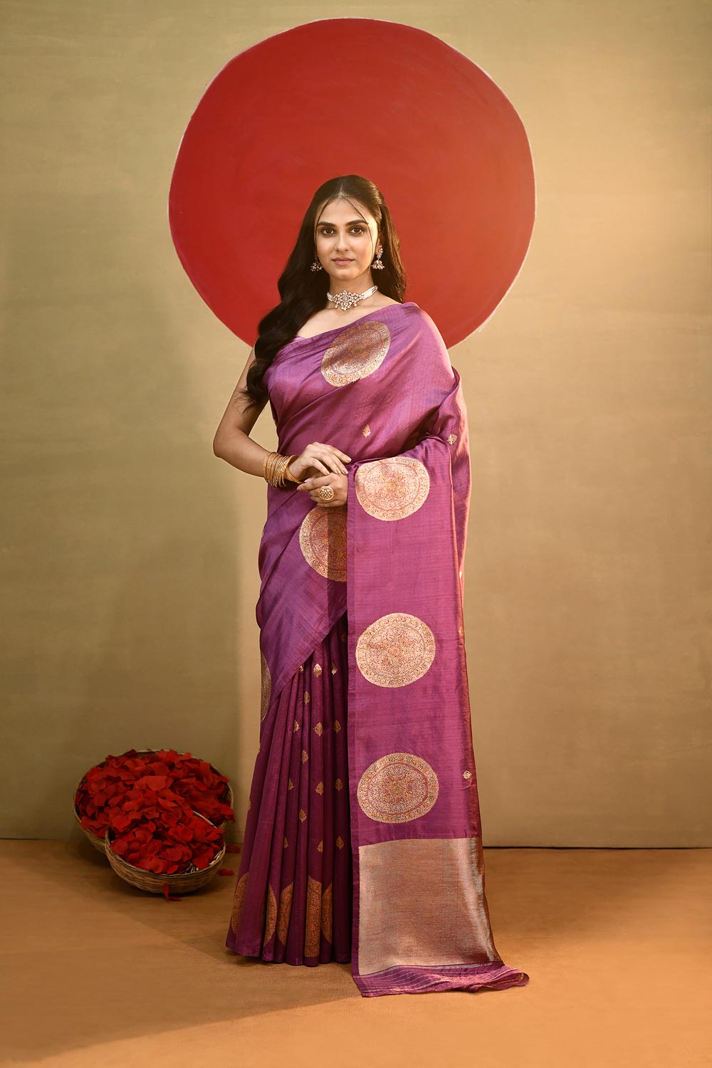 'Alpana' Lilac Pure Katan Kadhua Meenakari Banarasi Handloom Silk Saree