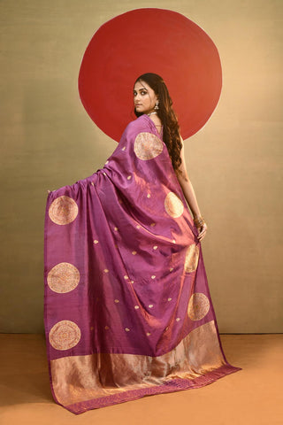 'Alpana' Lilac Pure Katan Kadhua Meenakari Banarasi Handloom Silk Saree