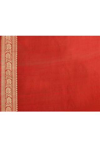 'Chand Boota' Red Pure Katan Silk Kadhua Banarasi Handloom Saree