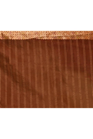 Rust- Brown Pure Kora Organza Banarasi Handloom Saree