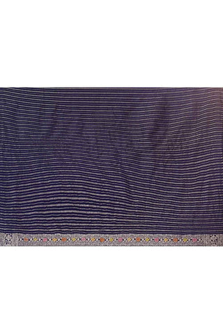 'Noorvi' Deep Midnight Blue Mushru Satin Banarasi Handloom Saree