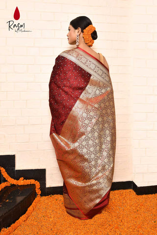 Tanchoi Banarasi Handloom Saree With Handwoven Paisley Jaal