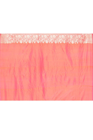 'Gulrani' Orange - Pink Pure Katan Silk Banarasi Handloom Saree with Kadhua Meenakari Boota