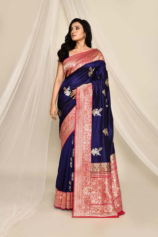 'Tara' Pure Katan Silk Kadhua Meenakari Banarasi Handloom Saree