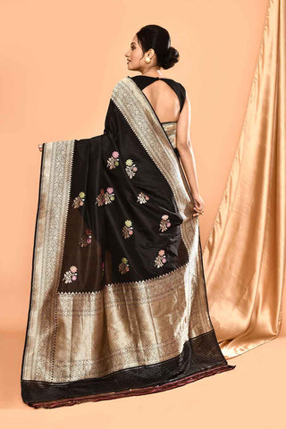 'Apsara' Pure Katan Silk Banarasi Handloom Saree with Kadhua Meenakari Boota