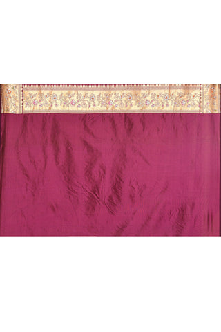 'Rangjaal' Deep Purple Pure Katan Silk Banarasi Handloom Saree with Meenakari Jaal