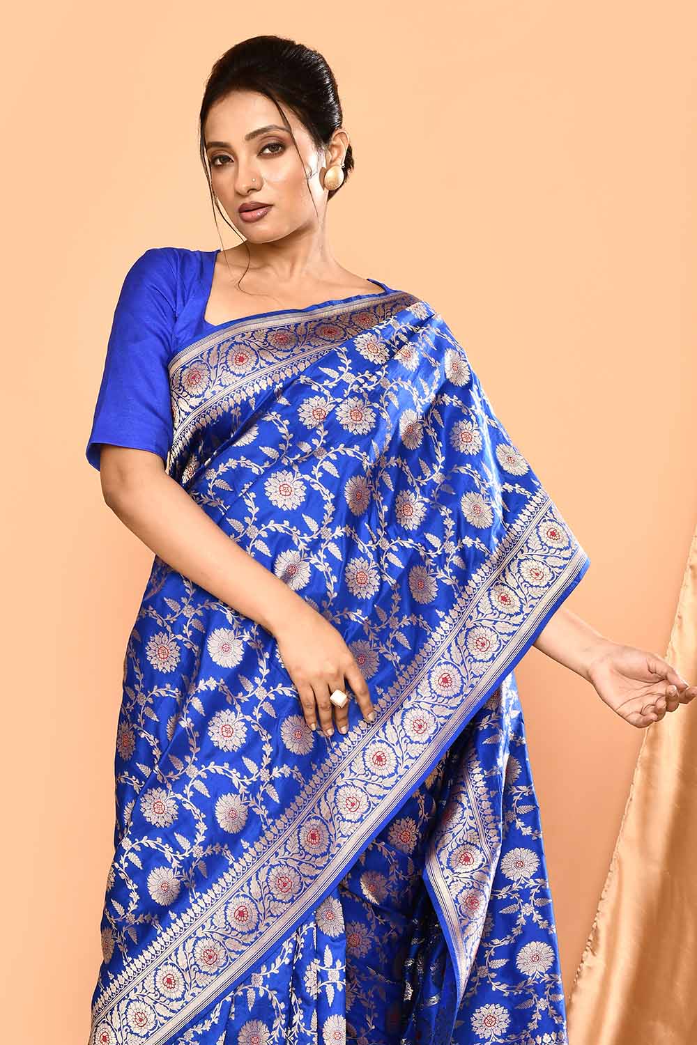 'Royal Majesty' Deep Royal Blue Pure Katan Silk Banarasi Handloom Saree with Meenakari Jaal