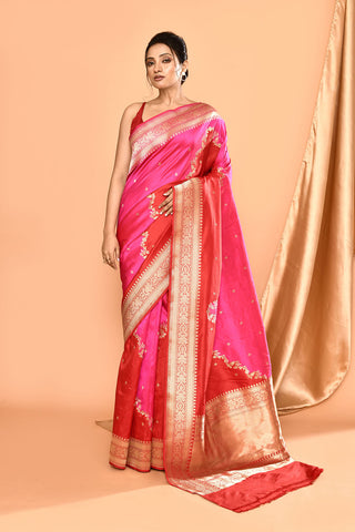 'Shringar' Rani - Red Rangkat Pure Katan Silk Banarasi Handloom Saree