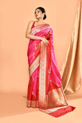 'Shringar' Rani - Red Rangkat Pure Katan Silk Banarasi Handloom Saree