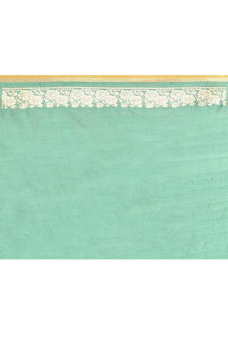 'Kusumita' Dusty Green Pure Katan Silk Banarasi Handloom Saree with kadhua Meenakari Boota