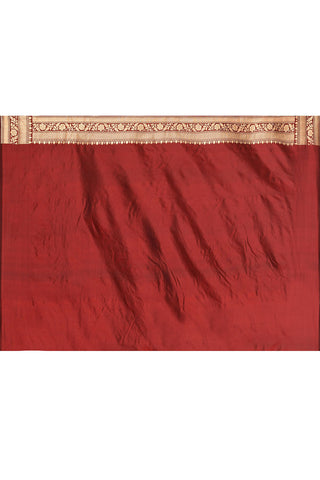 'Maharani' Deep Wine-Maroon Pure Katan Silk Banarasi Handloom Saree