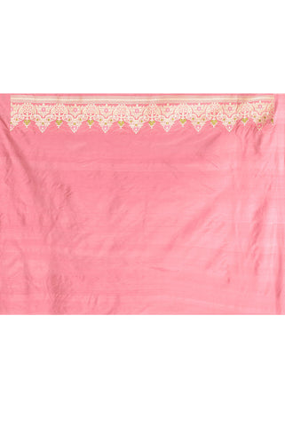 'Deep Old Rose Pink' Pure Katan Silk Banarasi Handloom Saree With Kadhua Meenakari Boota and Border